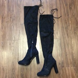 Black over the knee heeled boots
